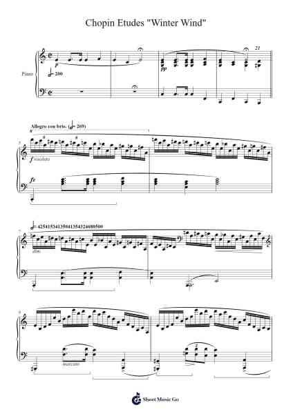 Etude in A Minor, Op. 25, No. 11 "Winter Wind" Sheet Music by Frédéric Chopin-Arr.Deanlay Dulsnow