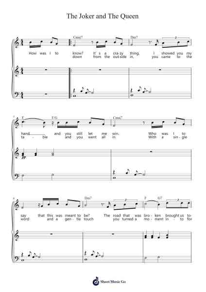 The Joker and The Queen Sheet Music by Ed Sheeran-Arr.Fredbey Beerwar