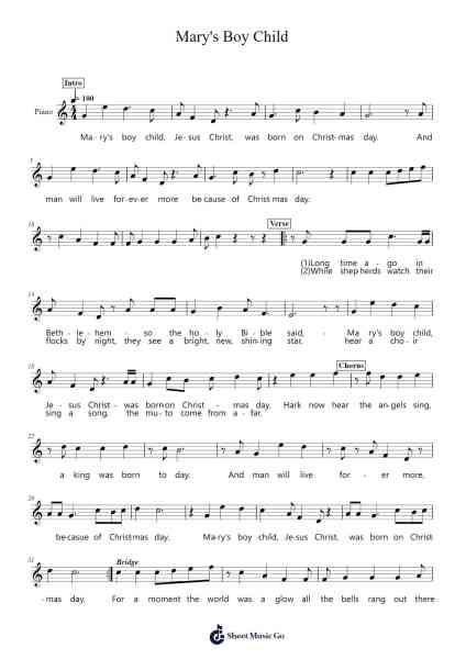 Mary's Boy Child Sheet Music by Boney M.-Arr.Hagpold