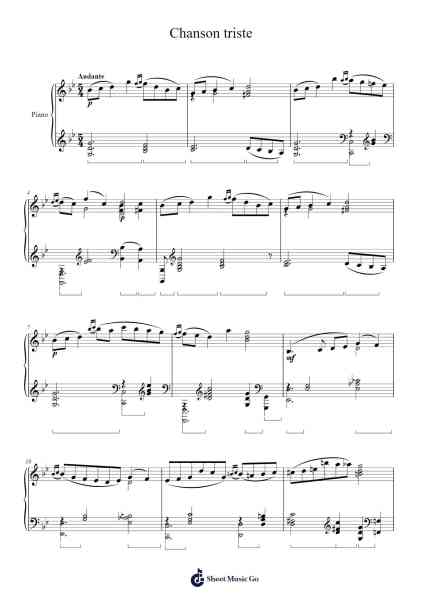 Chanson triste Sheet Music by Vasily Kalinnikov-Arr.Glacarr