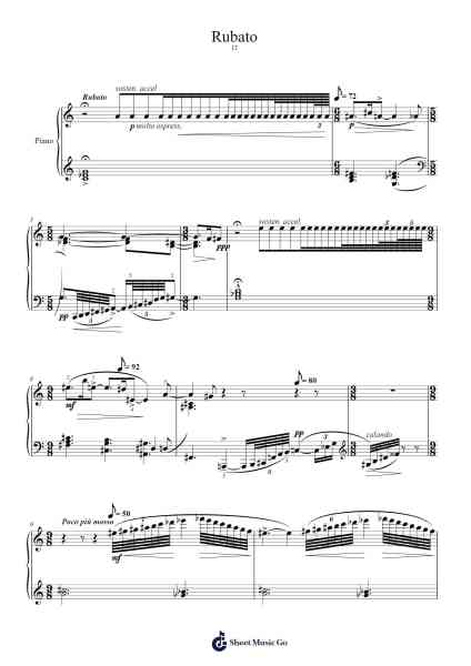 14 Bagatelles, No. 12 Rubato Sheet Music by Béla Bartók-Arr.Shirnett