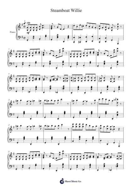 Steamboat Willie Sheet Music by Mattia08-Arr.Alruth