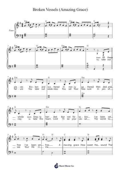 Broken Vessels (Amazing Grace) Sheet Music by Hillsong Worship-Arr.Jorrell