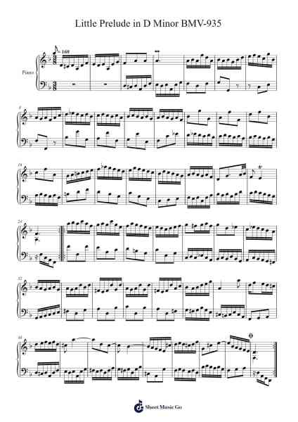Little Prelude in D Minor, BWV 935 Sheet Music by Johann Sebastian Bach-Arr.Sherkes Dofrank