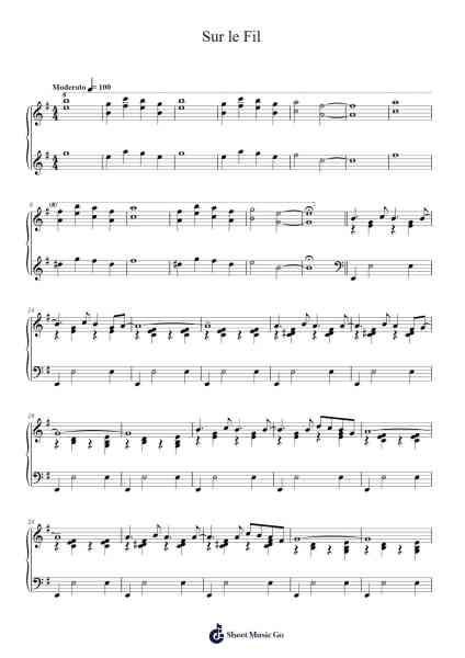 Sur le Fil Sheet Music by Yann Tiersen-Arr.Mollpag