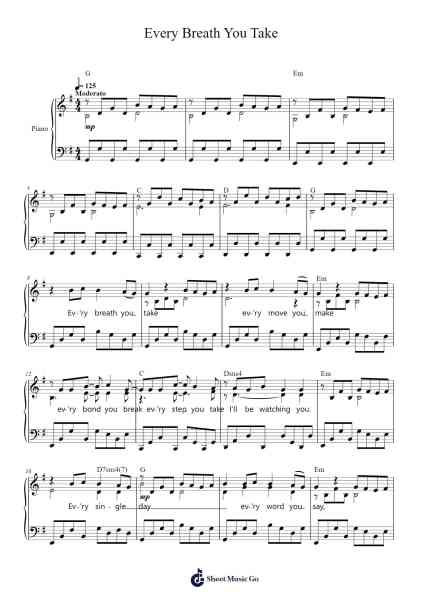 Every Breath You Take Sheet Music by The Police-Arr.Diabaird