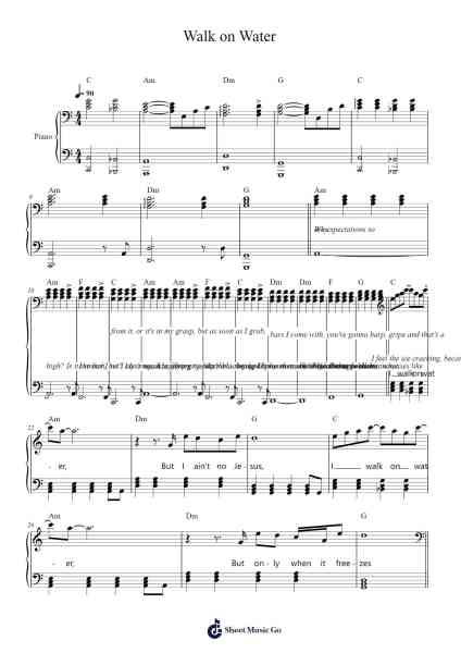 Walk on Water Sheet Music by Eminem/Beyoncé-Arr.Pipril
