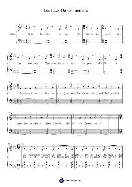 Les Lacs Du Connemara Sheet Music by Michel Sardou-Arr.Brucefe Payjim