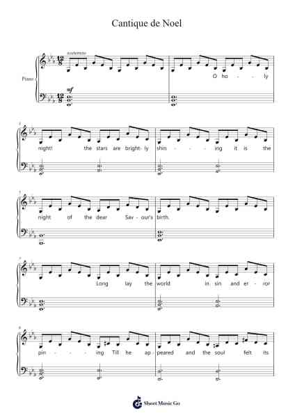 Cantique de Noel Sheet Music by Adolphe Adam-Arr.Huttwer Sampland