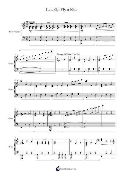 Let's Go Fly a Kite Sheet Music by David Tomlinson-Arr.Houscar Moulwat
