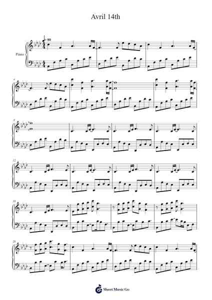 Avril 14th Sheet Music by Aphex Twin-Arr.Robva