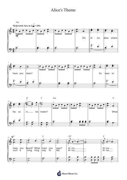 Alice's Theme Sheet Music by Danny Elfman-Arr.Restan
