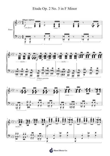 Etude Op. 2 No. 3 in F Minor Sheet Music by Gileschill Vaugthe-Arr.Tateearl Grantbroad