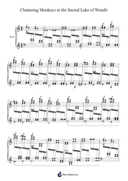 Java Suite: IV. "Chattering Monkeys at the Sacred Lake of Wendit" Sheet Music by Leopold Godowsky-Arr.Larfox Efquinn
