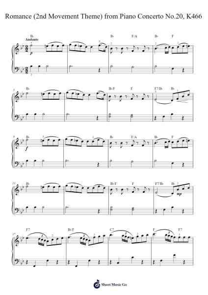 Piano Concerto No. 20 in D Minor, K. 466: II. Romanze Sheet Music by Wolfgang Amadeus Mozart-Arr.Alac Floleigh
