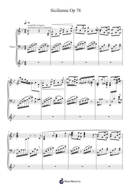 Sicilienne Op 78 Sheet Music by Gabriel Fauré-Arr.Deyale
