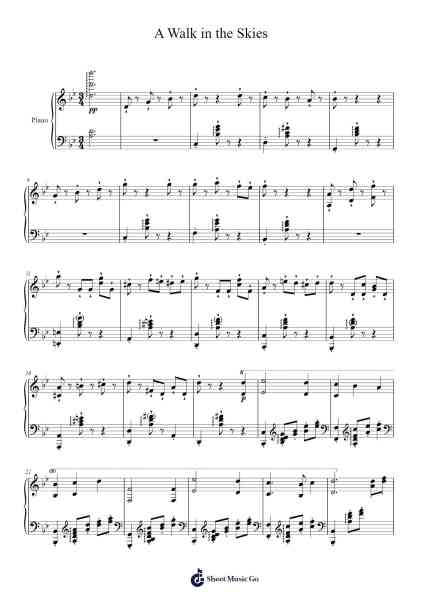 A Walk in the Skies Sheet Music by Joe Hisaishi-Arr.Hoyving