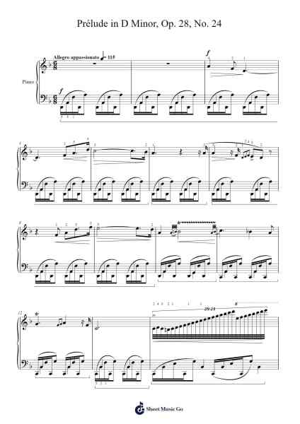Prélude in D Minor, Op. 28, No. 24 Sheet Music by Frédéric Chopin-Arr.Gisbey Gregbins
