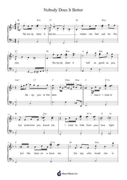 Nobody Does It Better Sheet Music by Carly Simon-Arr.Kercox