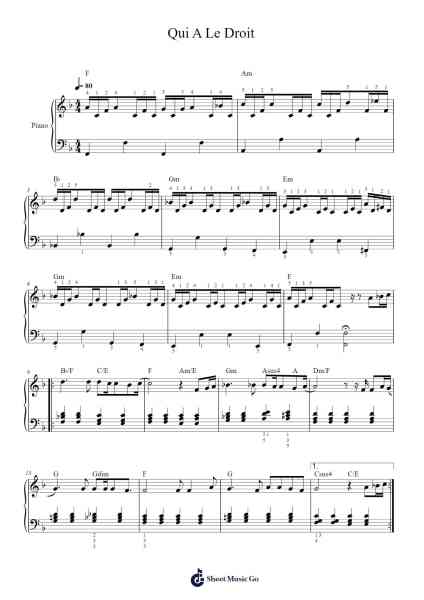 Qui A Le Droit Sheet Music by Patrick Bruel-Arr.Natpold Vinvin