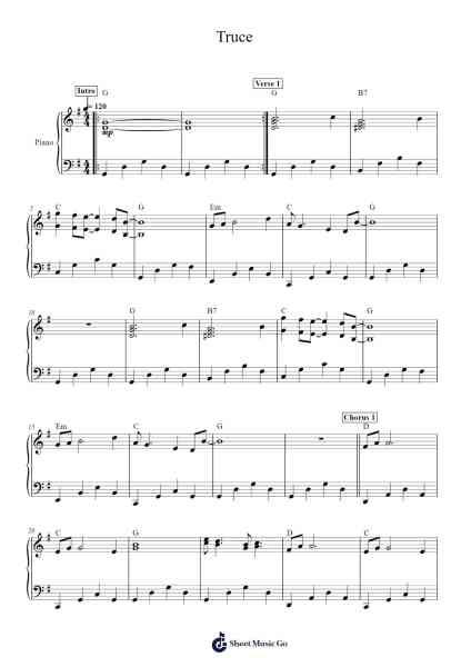 Truce Sheet Music by Twenty One Pilots-Arr.Gemten Churhy