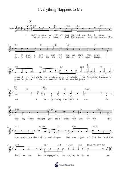 Everything Happens to Me Sheet Music by Frank Sinatra-Arr.Maltzkent