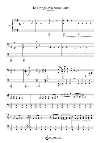 The Bridge of Khazad-Dum Sheet Music by Howard Shore-Arr.Sunence Vejoan