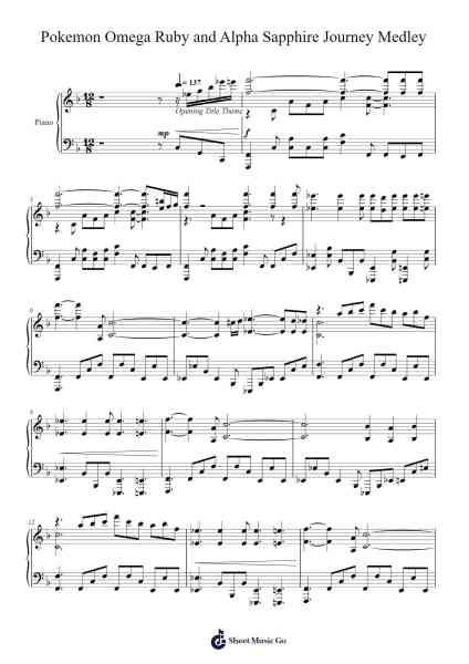 Pokemon Omega Ruby and Alpha Sapphire Journey Medley Sheet Music by undefined-Arr.Everbloor Frankrl
