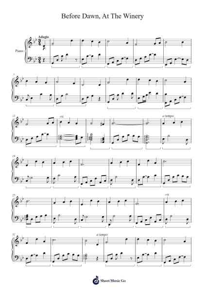 Before Dawn, At The Winery Sheet Music by Yu-Peng Chen-Arr.Poundpe