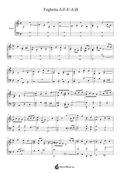 Fughetta A-F-E-A-B Sheet Music by Gábor Székely-Arr.Vicnick Hoodpy