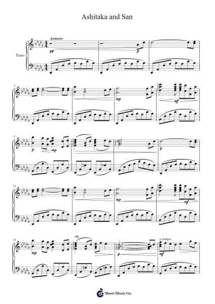 Ashitaka and San Sheet Music by Joe Hisaishi-Arr.Ausdam Pukin