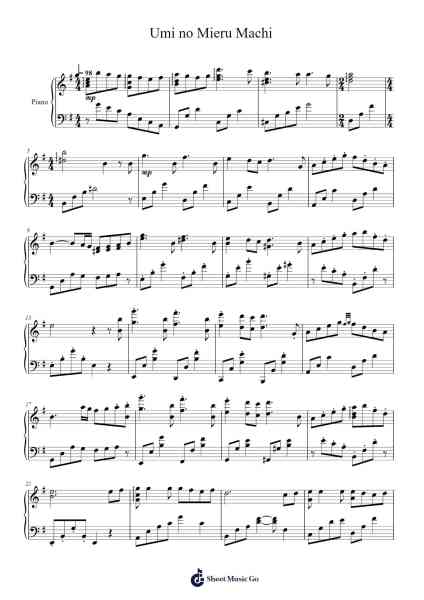 Umi no Mieru Machi Sheet Music by Joe Hisaishi-Arr.Bronjean