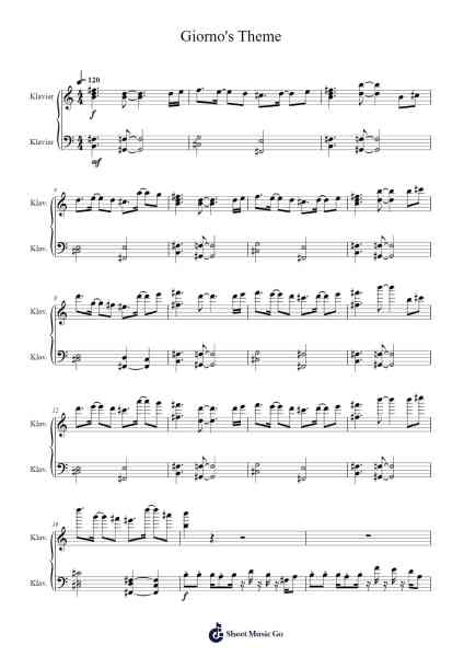 Giorno's Theme Sheet Music by Yugo Kanno-Arr.Thornnah