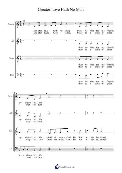 Greater Love Hath No Man Sheet Music by Anne Dudley-Arr.Scripla Brookfe