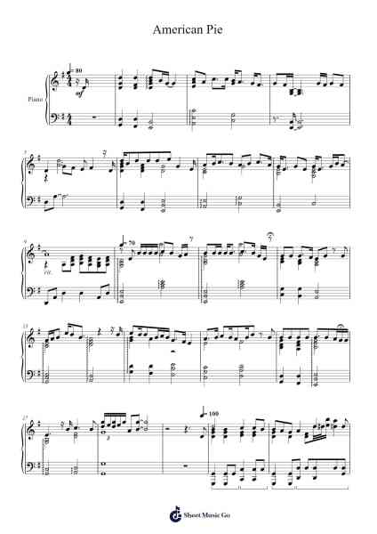American Pie Sheet Music by Don McLean-Arr.Dysaul Beaze