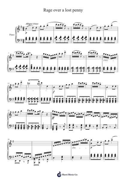 Rage over a lost penny Sheet Music by Ludwig van Beethoven-Arr.Halelard