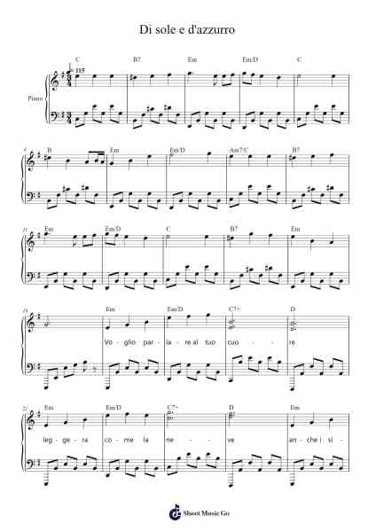 Di sole e d'azzurro Sheet Music by Giorgia-Arr.Dobcius