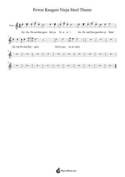 Power Rangers Ninja Steel Theme Sheet Music by Geoffrey Agustin-Arr.Yersing
