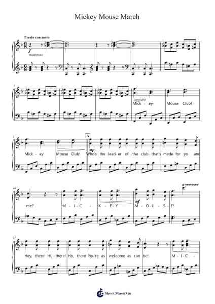 Mickey Mouse March Sheet Music by Jimmie Dodd-Arr.Hugphil Aray