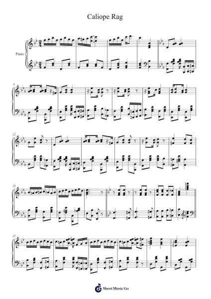 Caliope Rag Sheet Music by Sylvester/Charles Hartlaub-Arr.O'Cady Bobde