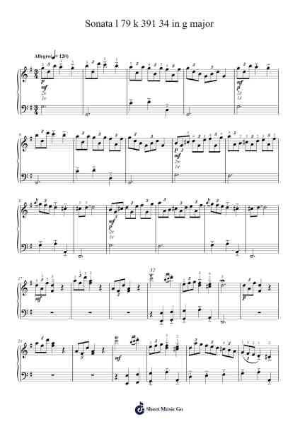 Sonata in G Major, K. 391, L. 79 Sheet Music by Domenico Scarlatti-Arr.Rares