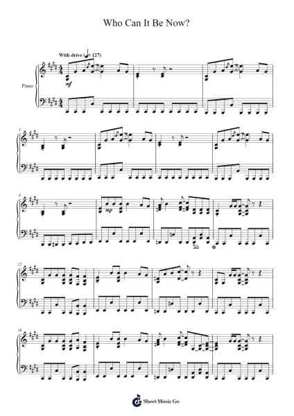 Who Can It Be Now? Sheet Music by Men at Work-Arr.Boothmore Petwald