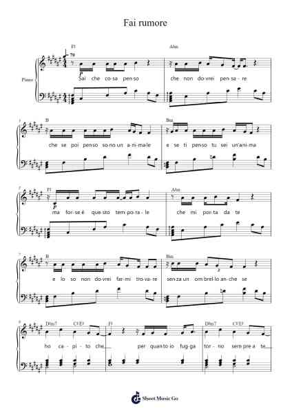 Fai rumore Sheet Music by Diodato-Arr.Gunsea Holmesbob