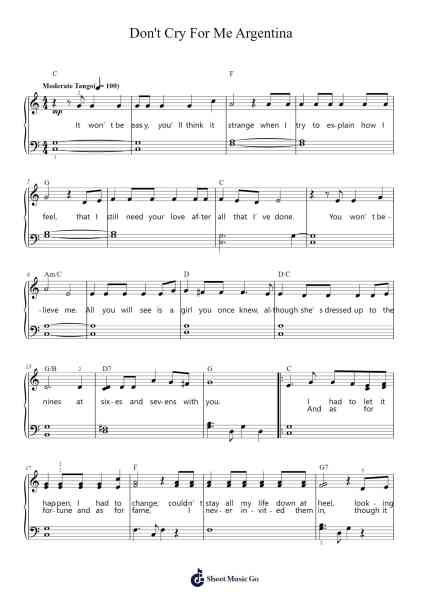 Don't Cry For Me Argentina Sheet Music by Madonna-Arr.Gasgreve Ausnal