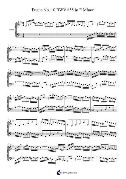 Fugue No. 10 in E Minor, BWV 855 Sheet Music by Johann Sebastian Bach-Arr.Brownend Bonckey