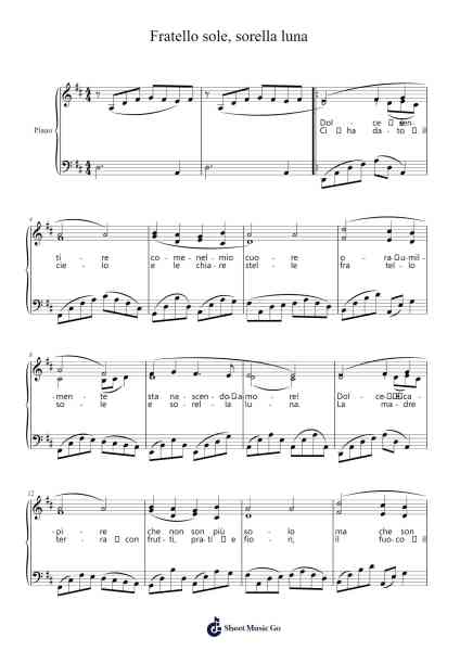 Fratello sole, sorella luna Sheet Music by Ritz Ortolani-Arr.Grelitt Bachdrow