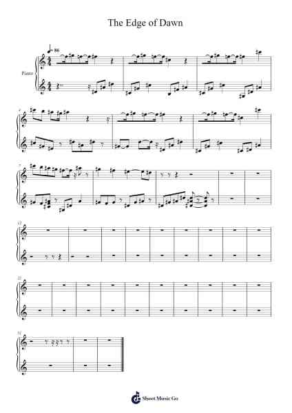The Edge of Dawn Sheet Music by Takeru Kanazaki-Arr.Polriah