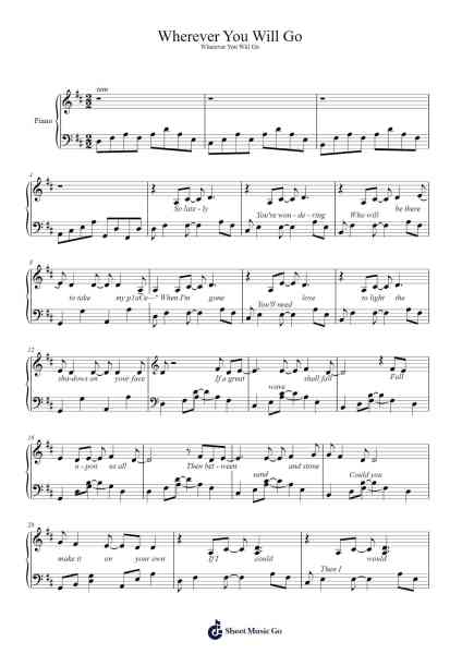 Wherever You Will Go Sheet Music by undefined-Arr.Cranethe Dougledk