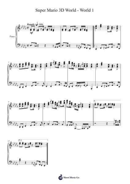 Super Mario 3D World - World 1 Sheet Music by Mahito Yokota-Arr.Wavieve Katdy