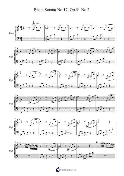 Piano Sonata No. 17 in D Minor, Op. 31, No. 2 "Tempest" Sheet Music by Ludwig van Beethoven-Arr.Hoodlyle Joyyoung